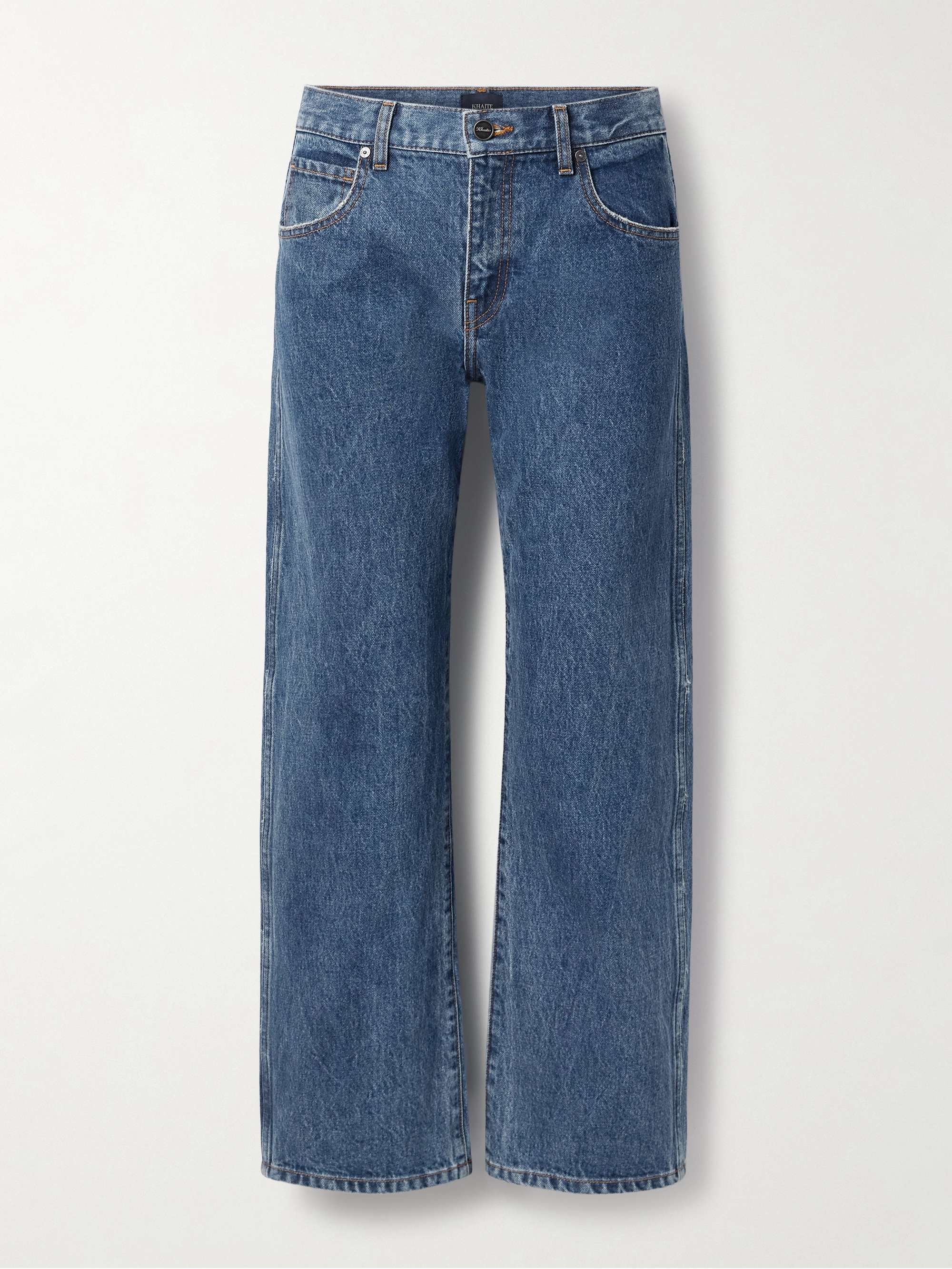 Kerrie Distressed Low-Rise Straight-Leg Jeans