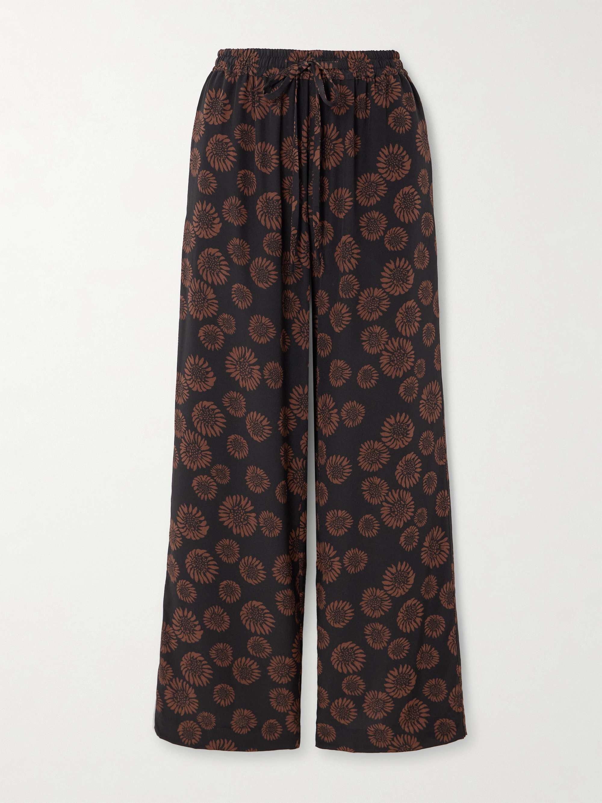 Floral-Print Silk Crepe De Chine Wide-Leg Pants