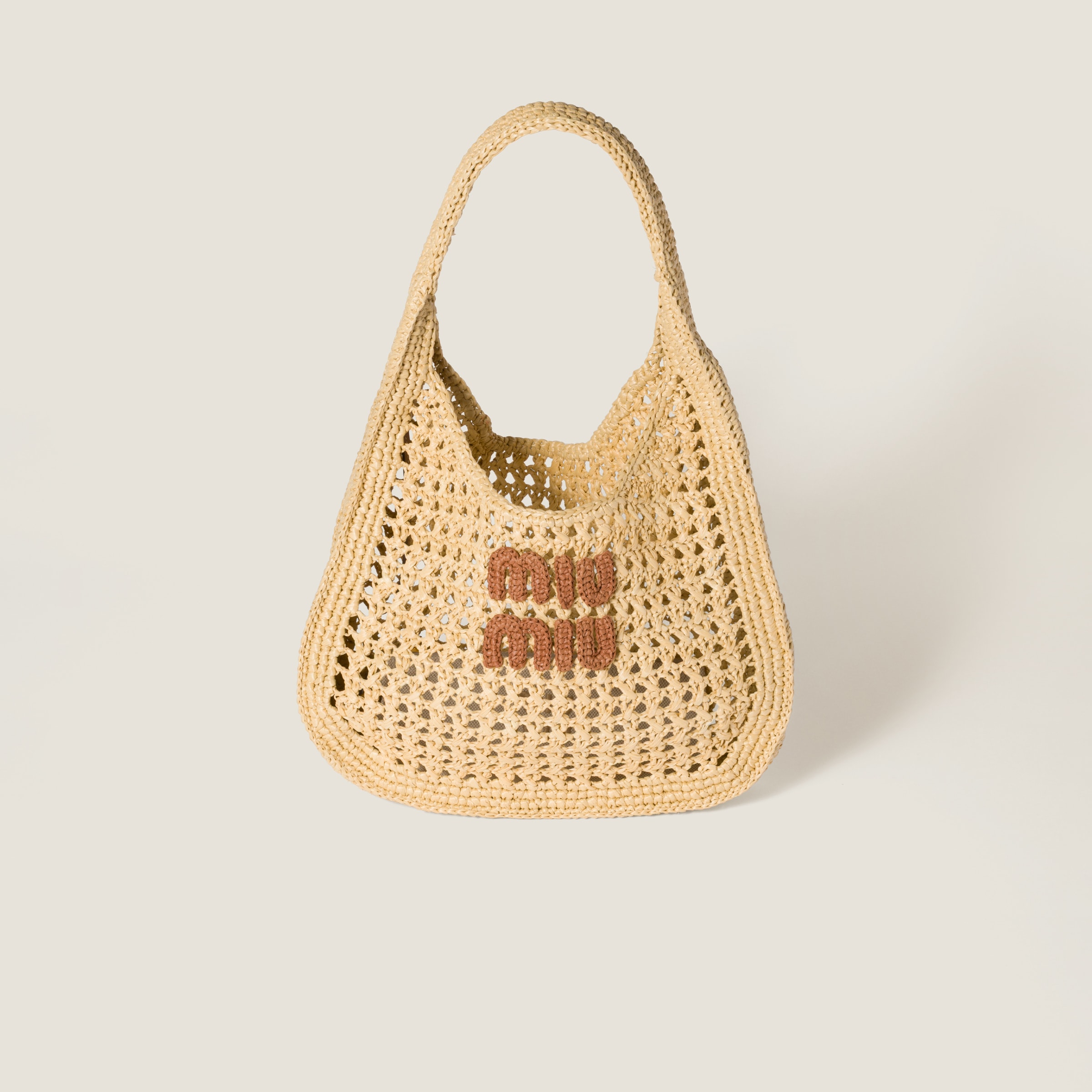 Raffia-Effect Woven Hobo Bag