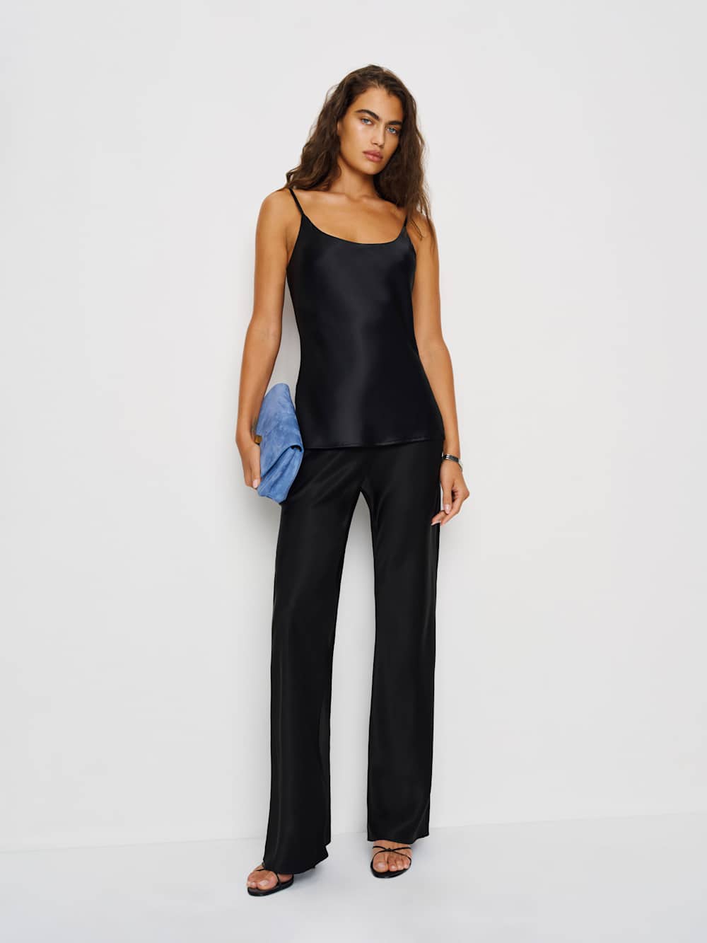 Gale Satin Mid Rise Bias Pant