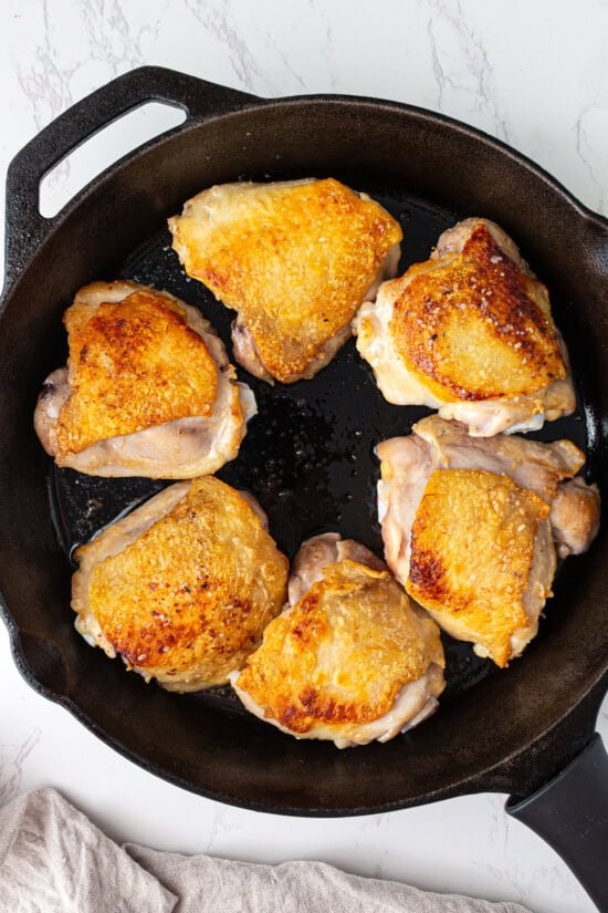 Brown the chicken skin