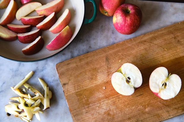 Ingredients for apple butter on a kitchencounter