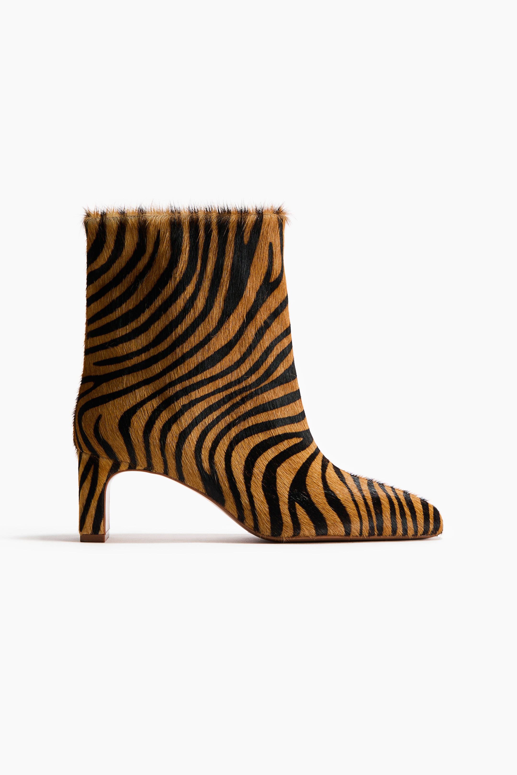 Leather Ankle Boots - Beige/faux Tiger