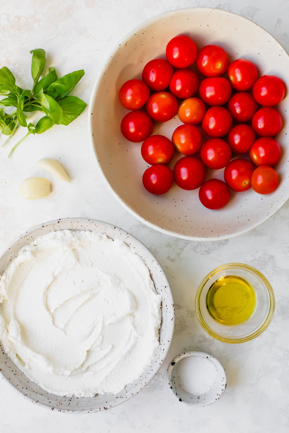 Ingredients for Whipped Ricotta Caprese Dip
