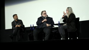 NEW YORK, NEW YORK - DECEMBER 02: (L-R) Oscar Isaac, Guillermo del Toro and Patti Smith attend Netflix's Frankenstein New York City Tastemaker Screening on December 02, 2025 in New York City. (Photo by Valerie Terranova/Getty Images for Netflix)