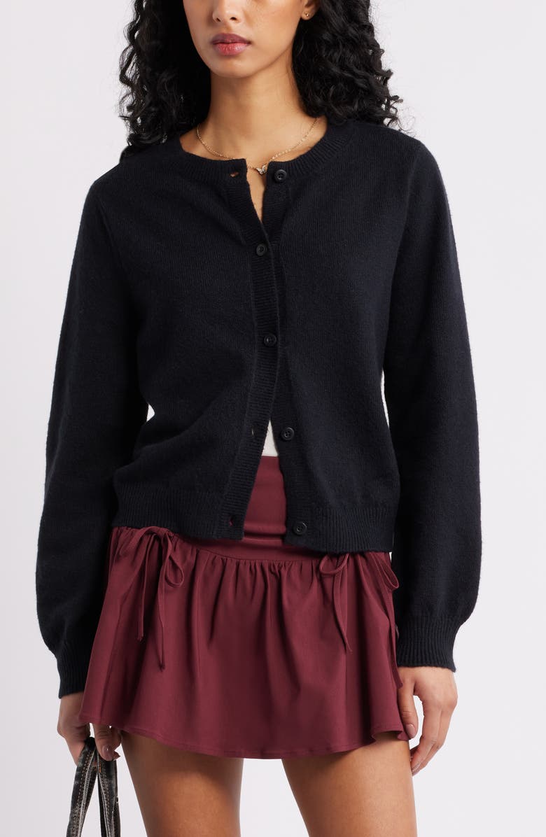 Crewneck Cotton Blend Cardigan