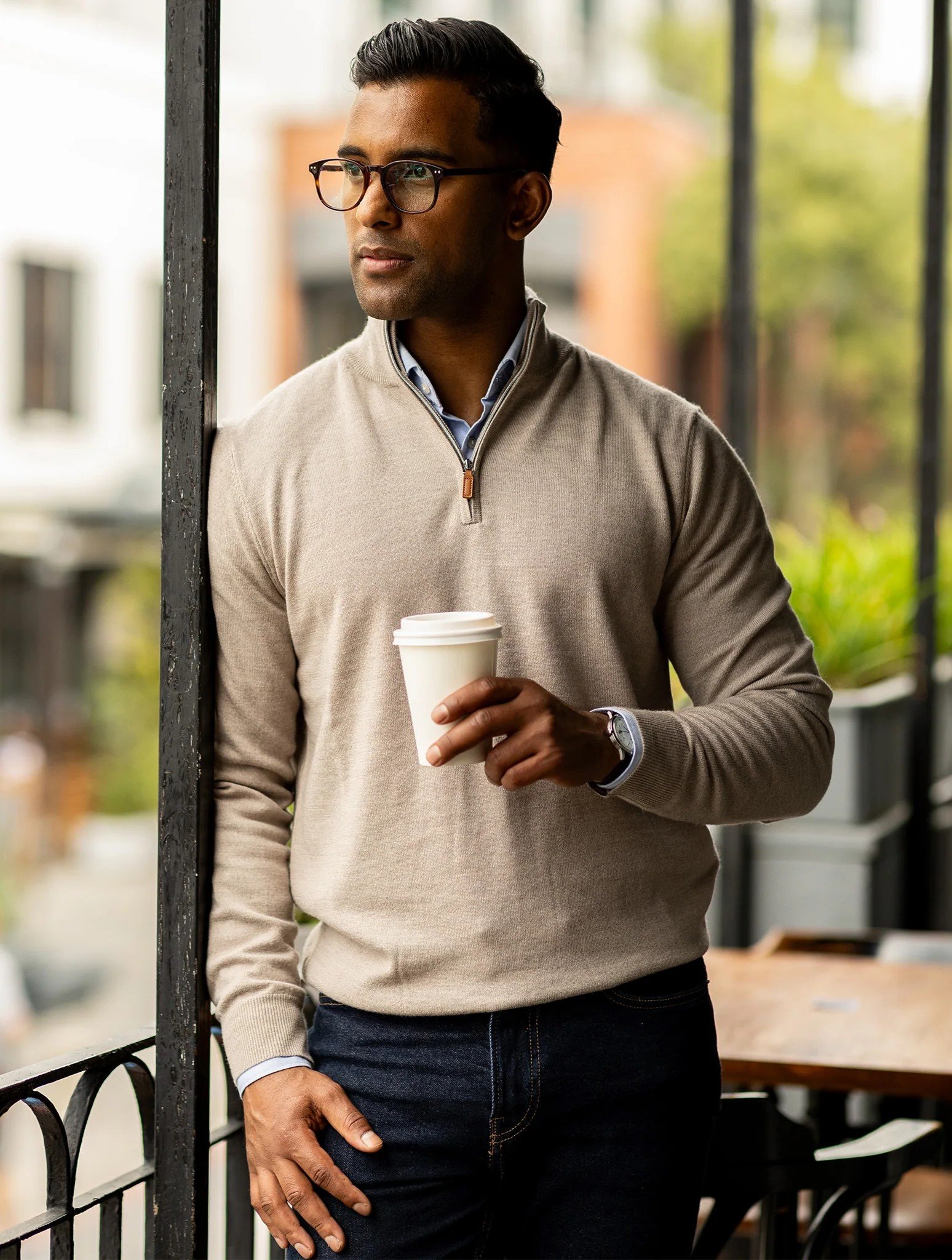 Collars & Co Merino Quarter Zip Sweater