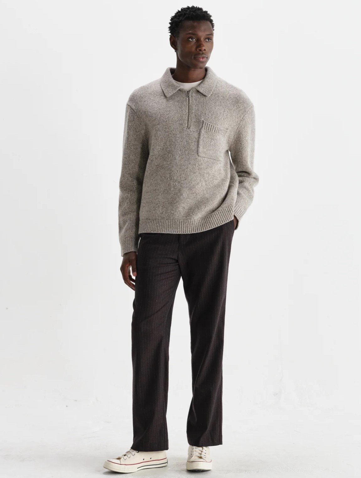 Wax London Space Dye Zip Polo