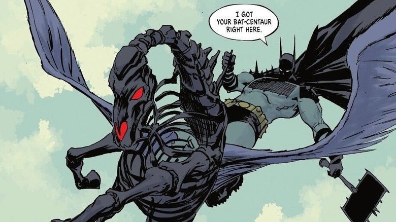 Absolute Batman #16 - Batman riding Wonder Woman's skeletal Pegasus
