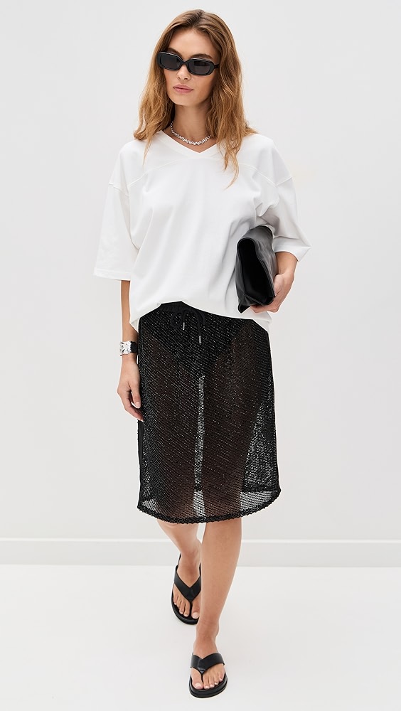 St. Agni Glass Beaded Mesh Skirt