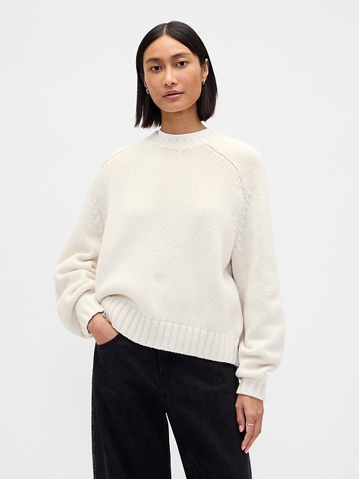 Cotton-Blend Relaxed Crewneck Sweater